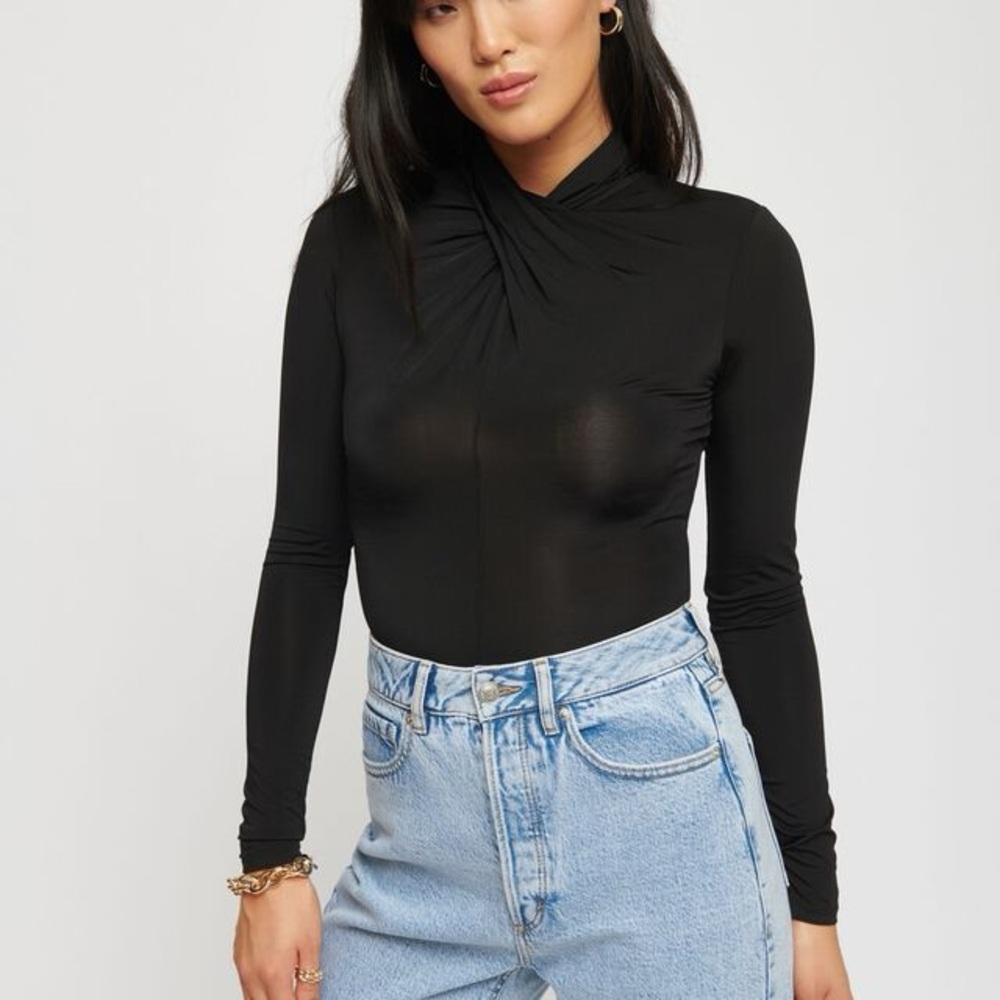 Chic Black Draped Top